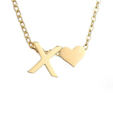 Women's Initial Necklace with Heart Detail, Adjustable