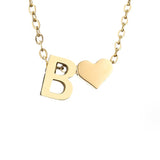 Women's Initial Necklace with Heart Detail, Adjustable