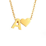 Women's Initial Necklace with Heart Detail, Adjustable