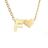 Women's Initial Necklace with Heart Detail, Adjustable