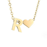 Women's Initial Necklace with Heart Detail, Adjustable