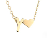 Women's Initial Necklace with Heart Detail, Adjustable