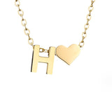 Women's Initial Necklace with Heart Detail, Adjustable