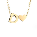 Women's Initial Necklace with Heart Detail, Adjustable
