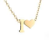 Women's Initial Necklace with Heart Detail, Adjustable