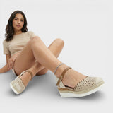 Perforated Espadrille Wedge Sandals