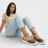 Perforated Espadrille Wedge Sandals