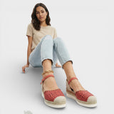 Perforated Espadrille Wedge Sandals