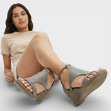 Cross Strap Wedge Sandals