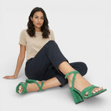 Cross Strap Block Heel Sandals