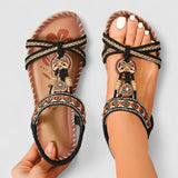 Bohemian Beaded T-Strap Sandals
