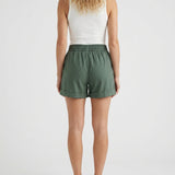Women's Wide-Leg Elastic Waist Cotton Blend Shorts