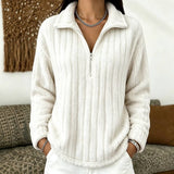 Women's Ribbed Half-Zip Fleece Pullover