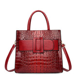 Women's Croco Print Handbag with Buckle