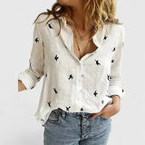 Floral Print V-Neck Long Sleeve Blouse