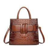 Women's Croco Print Handbag with Buckle