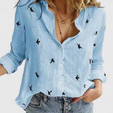 Floral Print V-Neck Long Sleeve Blouse
