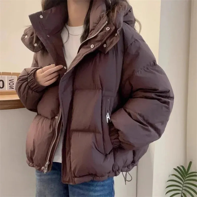 Women's Hooded High-Neck Quilted Puffer Jacket