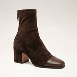 Women's Brown Suede-Look Block Heel Ankle Boots