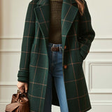 Plaid Longline Wool Blend Coat