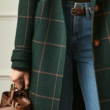 Plaid Longline Wool Blend Coat
