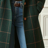 Plaid Longline Wool Blend Coat