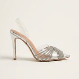 Women's Crystal Embellished Silver Evening Sandals