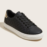 Women's Quilted Low-Top Sneakers with Cushioned Sole