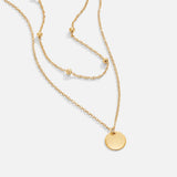 Women's Double Layer Necklace with Round Pendant