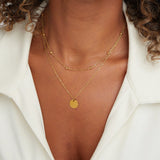 Women's Double Layer Necklace with Round Pendant