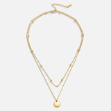 Women's Double Layer Necklace with Round Pendant
