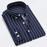 Men's Striped Long Sleeve Button-Down Collared Shirt