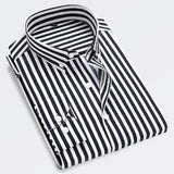 Men's Striped Long Sleeve Button-Down Collared Shirt