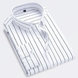 Men's Striped Long Sleeve Button-Down Collared Shirt
