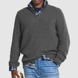 Men's Ribbed Knit Quarter-Zip Long Sleeve Pullover