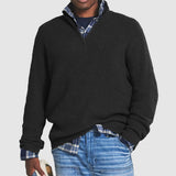 Men's Ribbed Knit Quarter-Zip Long Sleeve Pullover