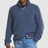 Men's Ribbed Knit Quarter-Zip Long Sleeve Pullover