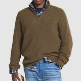 Men's Ribbed Knit Quarter-Zip Long Sleeve Pullover