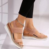 Cross Strap Platform Wedge Sandals