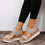 Cross Strap Platform Wedge Sandals