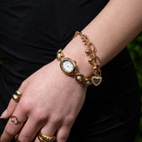 Women's Oval Dial Quartz Watch with Pearl Details
