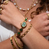 Women's Oval Dial Quartz Watch with Pearl Details
