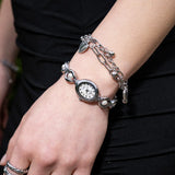 Women's Oval Dial Quartz Watch with Pearl Details