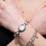 Women's Oval Dial Quartz Watch with Pearl Details