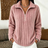 Women's Ribbed Half-Zip Fleece Pullover