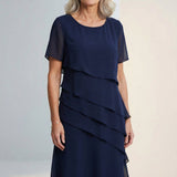 Elarisse | Ruffle Midi Dress Flowing Timeless Comfort Elegance