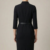 Valerique | Belted Midi Dress Structured Timeless Elegance