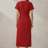 Almira | Casual V Neck Midi Dress