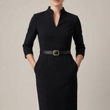 Valerique | Belted Midi Dress Structured Timeless Elegance