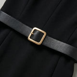 Valerique | Belted Midi Dress Structured Timeless Elegance